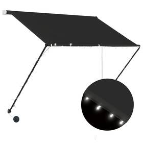 145916 Vidaxl Retractable Awning With Bradde Chain And Led Sunshade Shelter For Patio