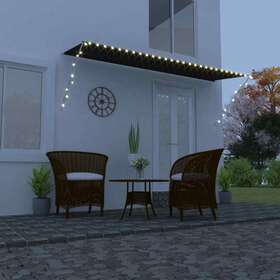 145920 Vidaxl Retractable Awning With Led 157.5 Inch X59.1 Anthracite