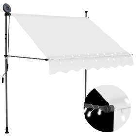 148097 Vidaxl Manual Retractable Awning With Led 78.7 Inch Cream