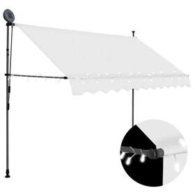 148098 Vidaxl Manual Retractable Awning With Led 98.4 Inch Cream