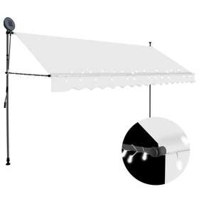 148100 Vidaxl Manual Retractable Awning With Led 137.8 Inch Cream