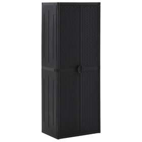 151237 Vidaxl Outdoor Cabinet Garden Storage Unit Shed With Shelves Pp Wood Look