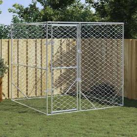 153674 Vidaxl Outdoor Dog Kennel Silver Doghouse Cage Chicken Coop Galvanized Steel Vid