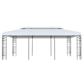 276102 Vidaxl Gazebo White And Black Powder-coated Steel 9.8 X 19.7 Ft