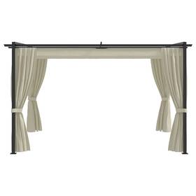 3053420 Vidaxl Gazebo Canopy Tent Patio Pavilion Sunshade With Sidewall Curtains Cream