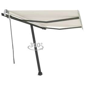 3069697 Vidaxl Freestanding Manual Retractable Awning 118.1 Inch X98.4 Cream
