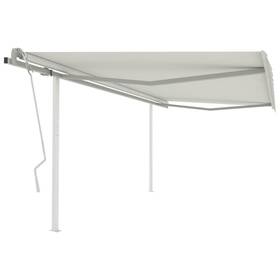 3069937 Vidaxl Retractable Awning With Hand Crank And Posts Sunshade Shelter For Patio