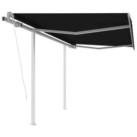 3095738 Vidaxl Automatic Retractable Awning With Posts 9.8ftx8.2ft Anthracite