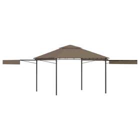 312268 Vidaxl Gazebo With Double Extending Roofs 9.8ftx9.8ftx9ft Taupe 0.6 Oz/ft