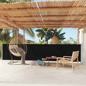 317946 Vidaxl Side Awning Black Polyester With Pu Coating Powder-coated Steel