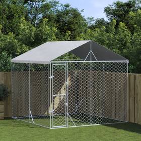 3190486 Vidaxl Outdoor Dog Kennel With Roof Silver 9.8 X9.8 X8.2 Galvanized Steel Vidax