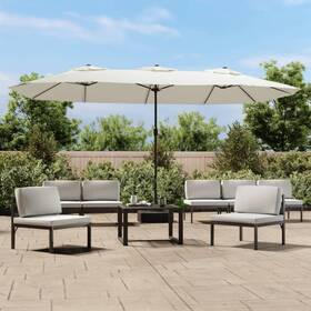 362953 Vidaxl Garden Parasol Sand White Polyester Large