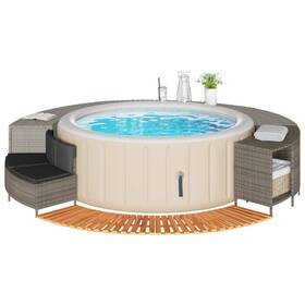 365615 Vidaxl Hot Tub Surround Bench And Spa Step Poly Rattan Solid Wood Acacia