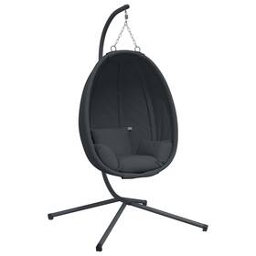4007399 Vidaxl Hanging Egg Chair With Stand In Charcoal And Taupe Fabric