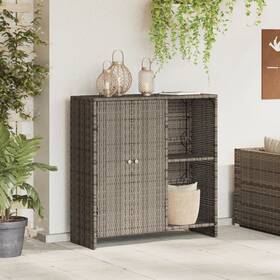 4103823 Vidaxl Storage Cabinet Grey 100x36x102 Cm Rattan