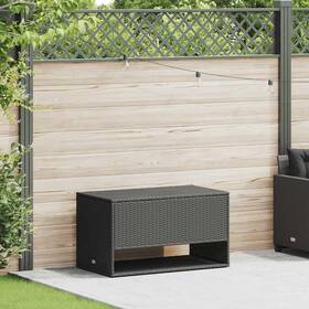 4104141 Vidaxl Cushion Box Black Pe Rattan Powder-coated Steel Polyester