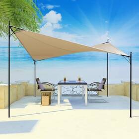 43173 Vidaxl Shade Sail Beige Polyester Fabric With Polyamide Coating Large
