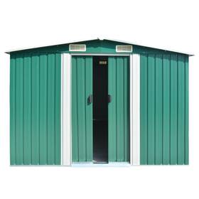 46309 Vidaxl Garden Shed Green Galvanized Steel Large Sliding Components