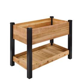 Vigoro 445017732712 2 Ft. X 4 Elevated Cedar Garden Bed With Shelf Vinyl Legs