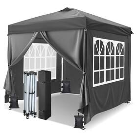 Vl-canopy-g58000266f Vingli 10x10 Pop Up Canopy Tent With 4 Sidewalls And Sandbags Outdoor Gazebo