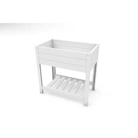 Vita 313107921933 Classic 33 Inch L X 19 W H White Vinyl Raised Bed With Storage Shelf