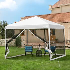 Vh1324-wh Vivohome 10x10ft Easy Pop-up Canopy Screen Tent Mosquito Netting 2 Zipper White