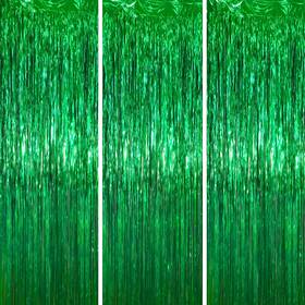 3y-green Voircoloria 3.3 X 6.6 Ft Foil Fringe 9.6 Inch W 12.9 L Pack Of 3 Green