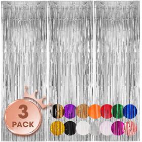 V-3yslsilverr Voircoloria 3 Pack 3.3x8.2 Feet Silver Foil Fringe 3.3 Ft X 8.2 07