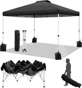 Weize 445040614665 Pop Up Canopy Tent 10x10ft 1-button Push 4 Weight Bags Guy Ropes And Stakes