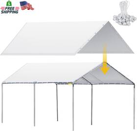 Wesnoy 445038958931 10 X 20 Ft Heavy Duty Carport Canopy Waterproof Garage Car Shelter Tarp Tent For