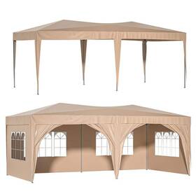 Hd-136040 Wiilayok 10 Ft. X 20 Beige Pop Up Canopy Tent With 6 Removable Sidewalls And 4
