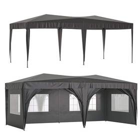 Hd-w1212136042 Wiilayok 10ftx20ft Canopy Tent With Detachable Sidewalls Nft Sturdy Frame In Black
