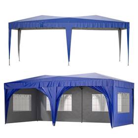 Hd-w1212136045 Wiilayok Canopy Tent 10ftx20ft Steel/oxford Blue With Removable Sidewalls Windows