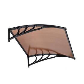 Wx11 Winado 787562135837 Fixed Awning 39.5 Inch H Aluminum Material Water Resist Brown Door/window