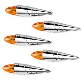 Wodvyss F-240672 5pcs Led Amber Torpedo Cab Marker Roof Running Top Lights Lens/amber