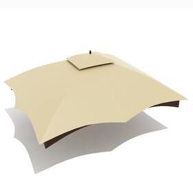 Beige-12ft-zpd Wonwon Gazebo Replacement Canopy Top Cover 10x12 Double Tiered Roof For Loweft