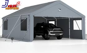 World 313017322394 Heavy Duty 20x20 Ft Carport Canopy With Removable Side Walls All Weather Shelt