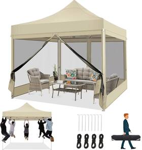 Xmsj 445009843853 10x10 Heavy Duty Pop Up Canopy Tent With 4 Sidewalls Commercial Gazebo Party Te