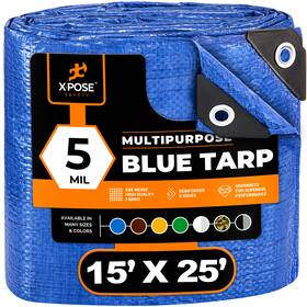 Bt-1525-x Xpose Safety Better Blue Poly Tarp 15ft X 25ft Pack 6 - Multipurpose Protective Cover 5 Mil