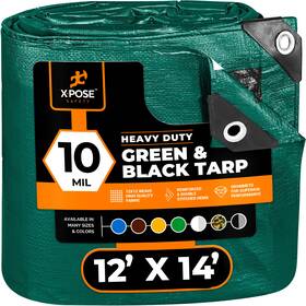 Mtgb-1214-x Xpose Safety 12ft X 14ft Heavy Duty Green/bla Ck Poly Tarp Cover Tent Rv Boat Tarpaulin