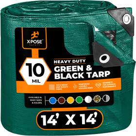 Mtgb-1414-x Xpose Safety 14ft X Heavy Duty Green/bla Ck Poly Tarp Cover Tent Rv Boat Tarpaulin