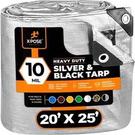 Sth-2025 Xpose Safety Heavy Duty Silver/black Poly Tarp Water Proof Cover Tent Rv Boat Tarpaulin