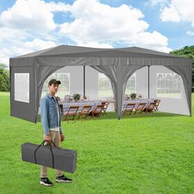 Yafylly 810148368708 10x20 Pop Up Canopy Tent With 6 Sand Bags Grey Heavy Duty