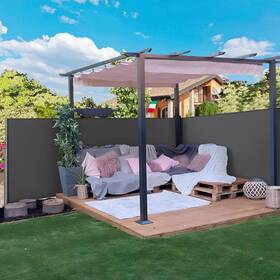 Yaheetech Yt-00114322 Dark Gray Retractableside Awning 236x71inch Privacy Divider Waterproof