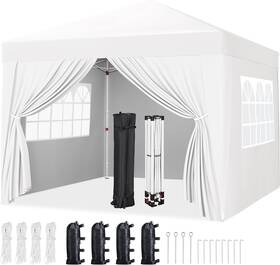 Yt4xqa0001001 Yaheetech 10x10 Pop Up Canopy With 4 Removable Sidewalls Portable Enclosed Inst