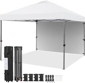 Ytc65n0001001 Yaheetech 10x10 Pop Up Canopy Tent With 1 Sidewall Instant Commercial 150d Silver
