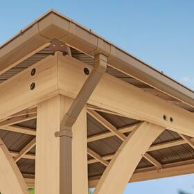 Ym12846xcomc Yardistry 12 X 14 Meridian Gazebo Rain Gutters Complete Gutter System With 4 Down Spou