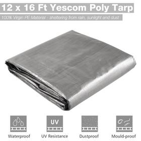 Yescom 07ptr001-12x16-11.v1 12x16ft 10-mil Plastic Tarp Waterproof Heavy Duty Eyelets Furniture Cover