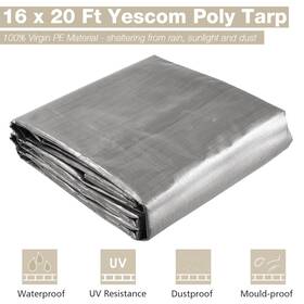 07ptr001-16x20-11.v1 Yescom 16x20ft 10-mil Plastic Tarp Waterproof Heavy Duty Pickup Truck Bed Cover