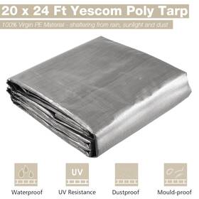 Yescom 07ptr001-20x24-11.v1 20x24ft 10-mil Plastic Tarp Waterproof Heavy Duty Pickup Truck Bed Cover